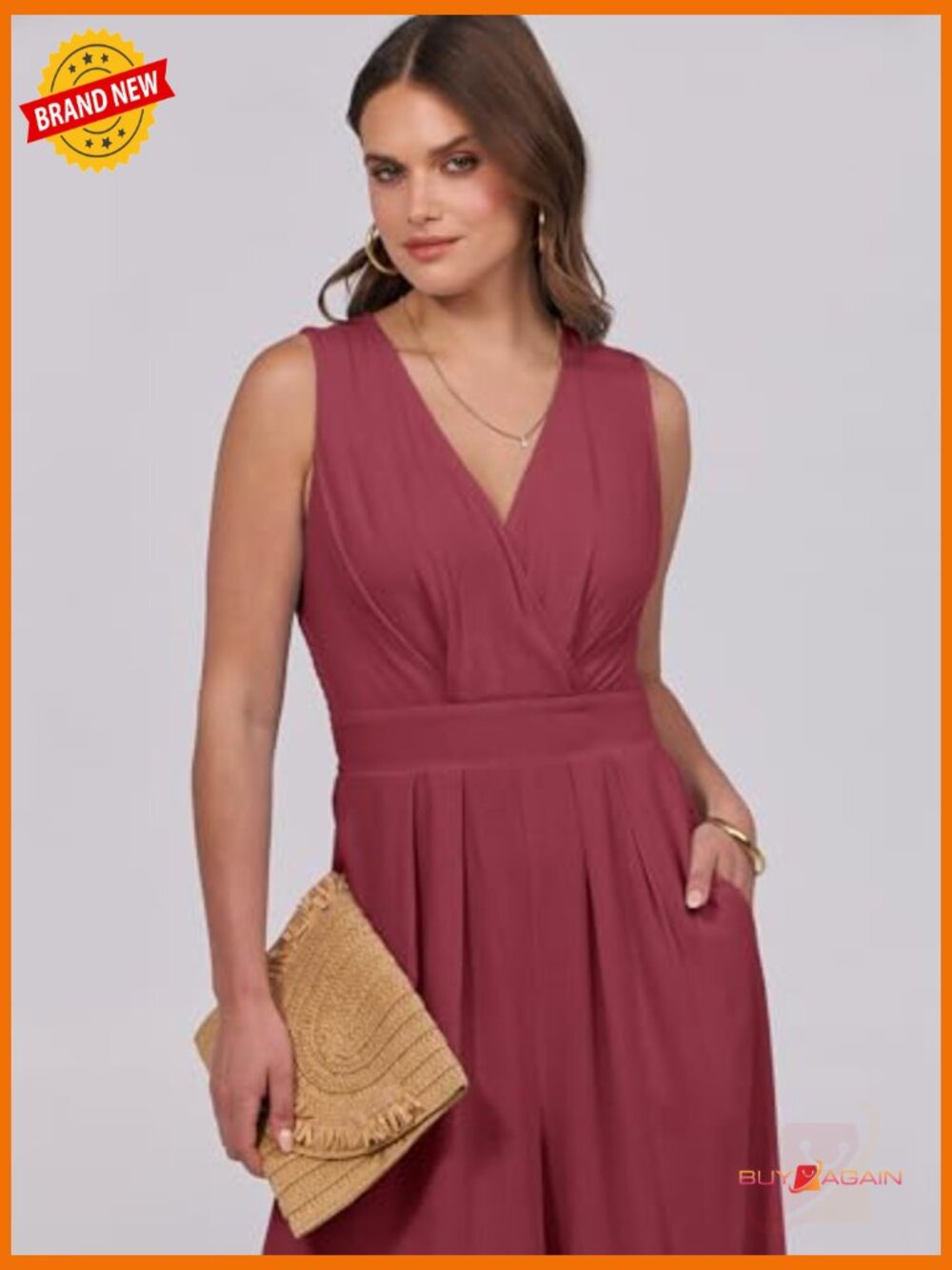 Sleeveless V-Neck Backless Jumpsuit Romper Casual Dressy One Piece Pants - Picture 5 of 7